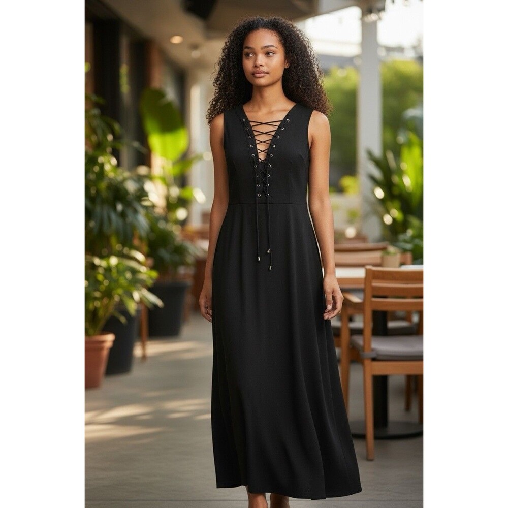 Zola Earthy Fashions Sarees Women’s Maxi Dress Navy Blue Size Free Lace Up